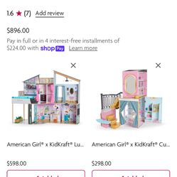 American Girl Doll Dollhouse And Closet Set 