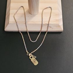 14k Gold Tri Color Necklace 16 Inch
