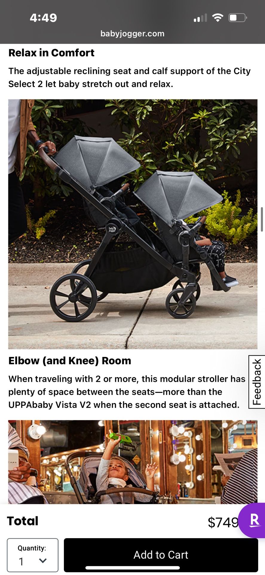 Baby Jogger City Select 2 eco Collection Double Stroller 