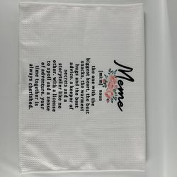 Meme Kitchen Towel 16x24 Floral Grandma Gift Hand Towel White