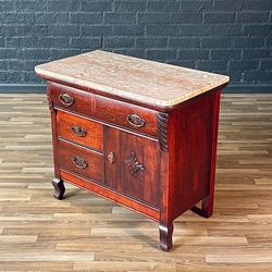 Antique Serpentine Entry Stand Dresser w/ Pink Marble Top, c.1940’s
-Delivery Available