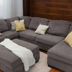 ✨Large Gray Sectional Couch With Ottoman✨CAN DELIVER! 