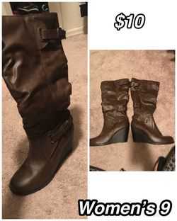 Women’s Brown Wedge Boots, size 9