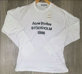 Acne Studios Stockholm 1996 White Graphic Logo Long Sleeve Crew Neck Tee Xl #12