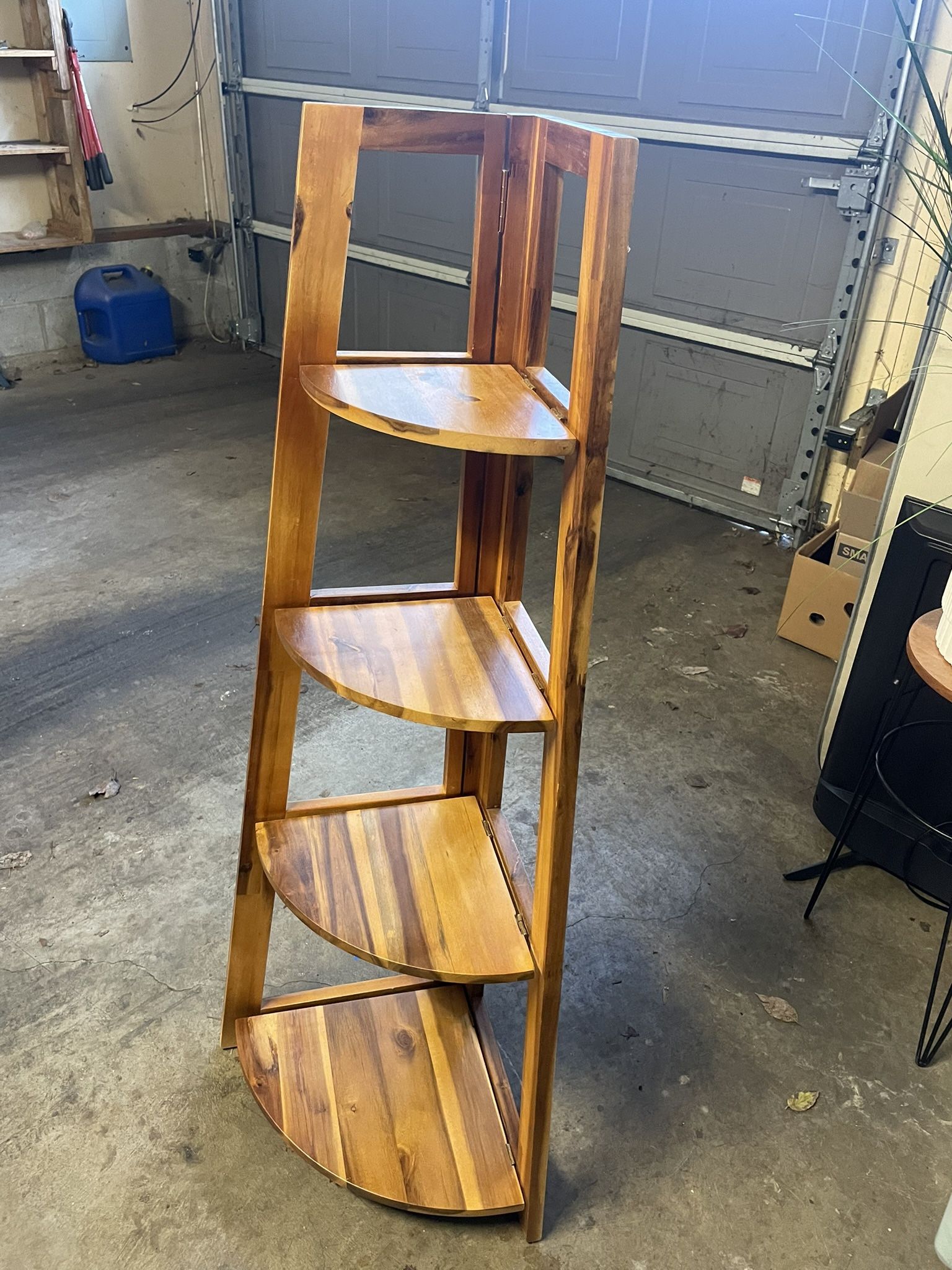 Natural Wood Fourtier Folding Corner Shelf