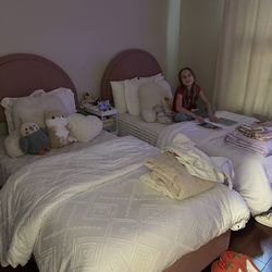 Pink Twin Size Bed Frame  (we have 2) - no mattress