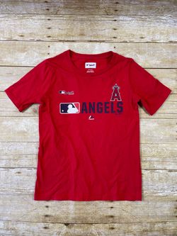Majestic Los Angeles Angels Shirt Boys Medium 10/12 Red Crew Neck MLB Baseball