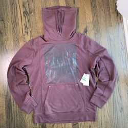 Calvin Klein Jeans Men's Funnel Neck Hoodie Pullover Large Fudge Plum Brown NWT