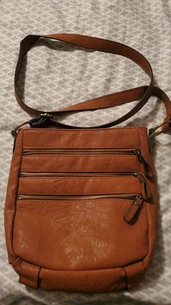 Brown leather crossover purse