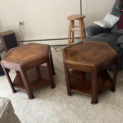 Wood side tables set of 2
