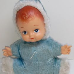 Vintage A.D. Sutton & Sons 1969 Plush Rubber faced Babydoll In Blue 