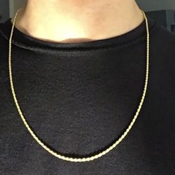 Gold Chain 14k Gold Vermeil Rope Chain 24in 2mm 925 Italy 