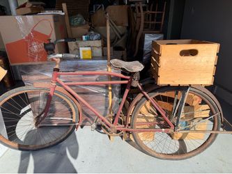 Antique Vintage Bicycle w/ Spring Saddle & Front Lantern – Rustic Display