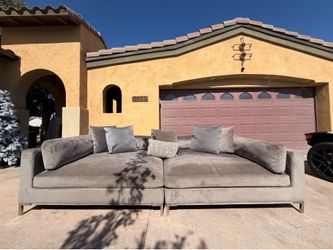 2-Piece Gray Velvet Sectional Sofa — Must Go Today!