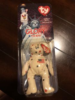 RARE - “Glory” The Bear -1999 McDonalds Ty Beanie Baby with RARE errors 1993/OAKBROOK.