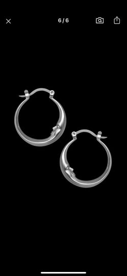 Silver Moon Hoop Earrings