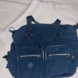 Kipling Navy Blue Tote Shoulder Bag – With Monkey Keychain