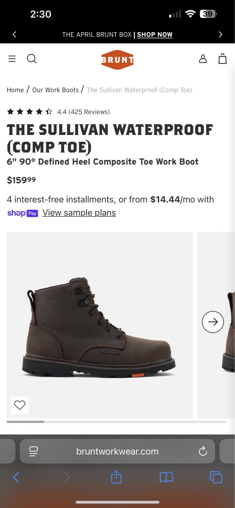 Work boots size 11