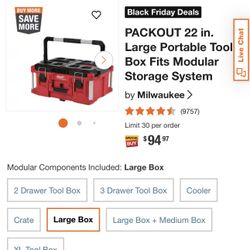 Packout 22 Inch large Portable Tool Box 