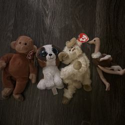 TY Small Stuffed Animals Ramsey, Bongo, Duke and Stretch Toys Ram Dog Monkey
