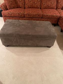 Sage/Taupe Upholstered Rectangular Storage Ottoman