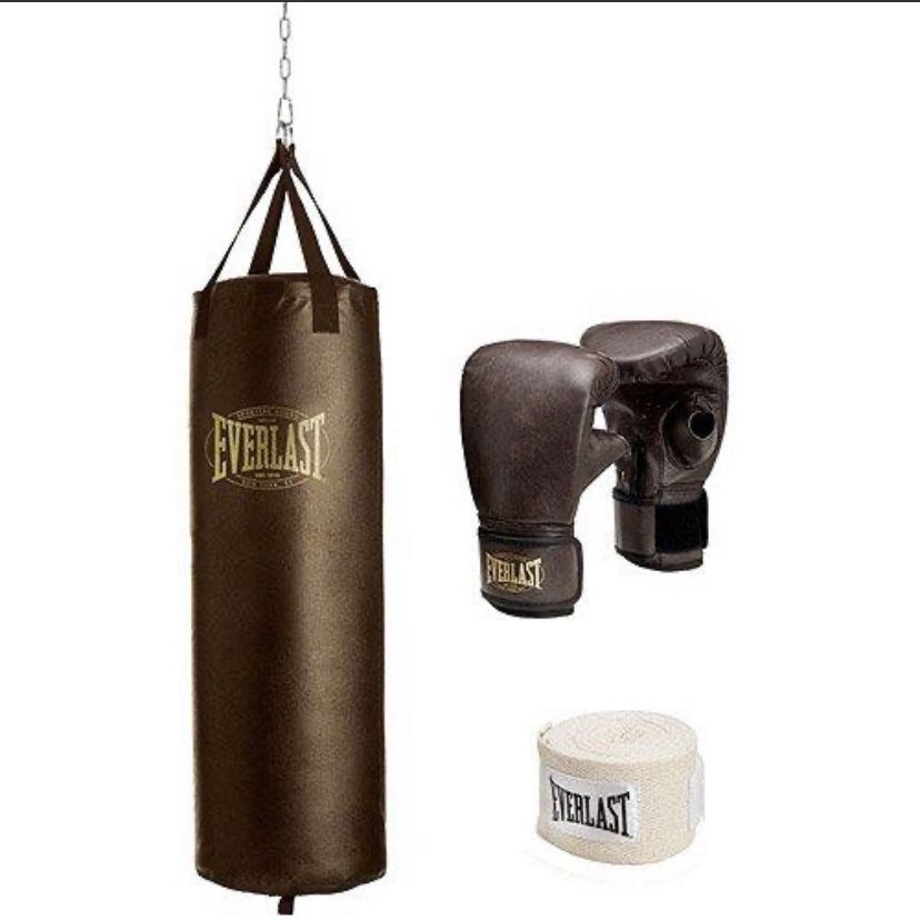 Brown Leather Everlast Punching Bag (100lb)