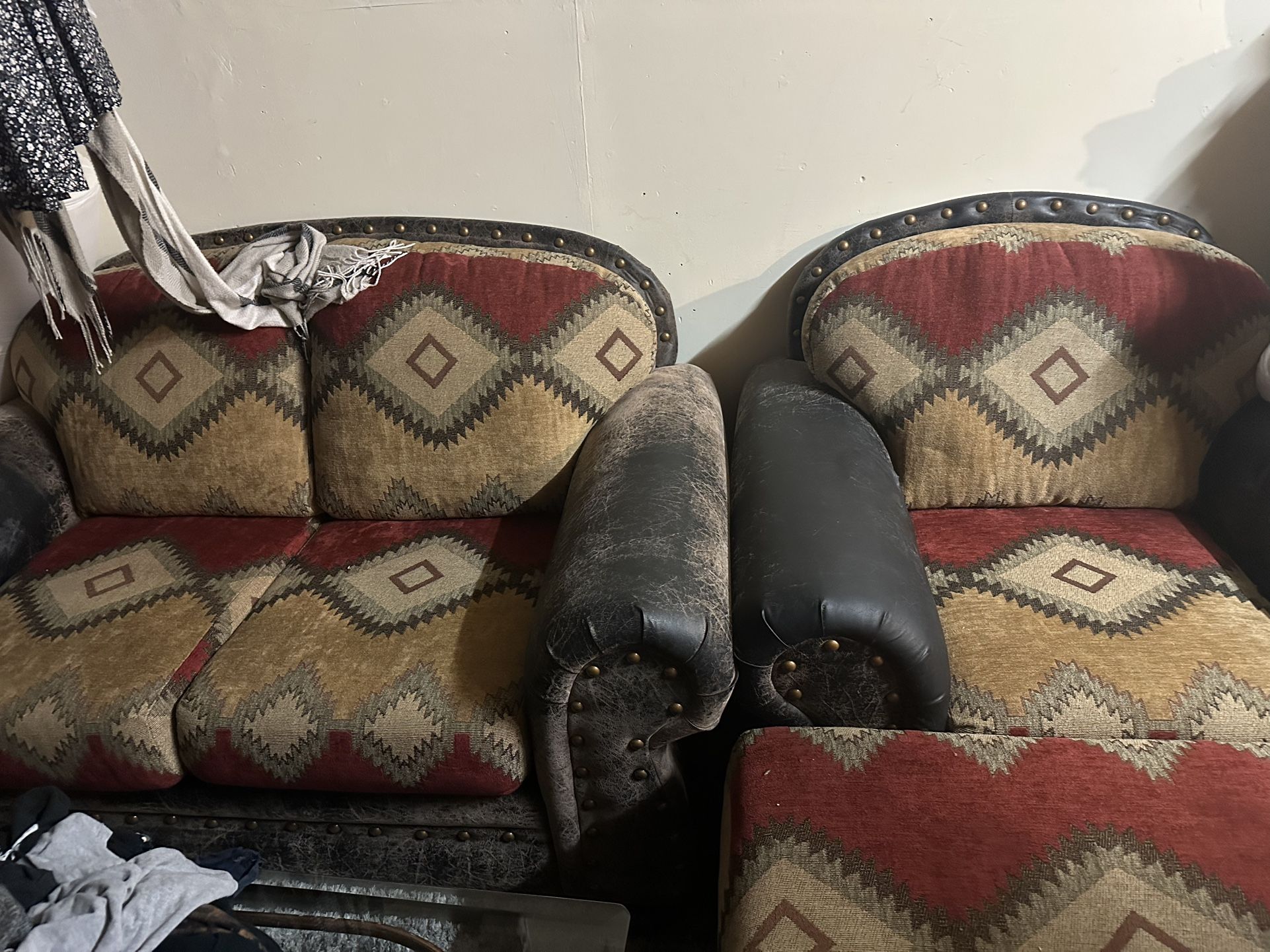 Southwestern Leather Sofa Set