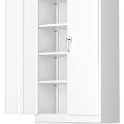 72 Inch 6 Foot White Storage  Cabinet