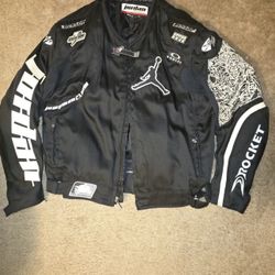 RARE Jordan Motorsports Full Leather Racing Motorcycle Jacket Joe Rocket
