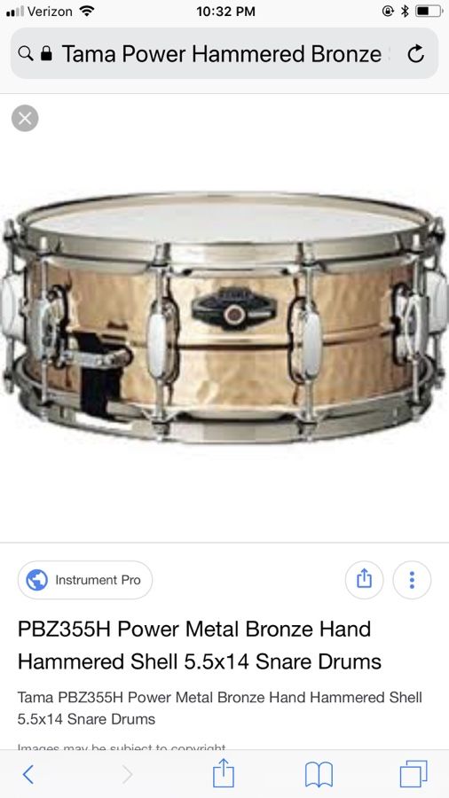 Tama hammered 2024 bronze snare drum