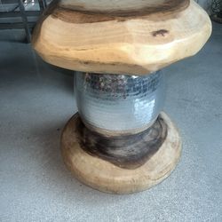 2 Set Real Wood And Metal Stools