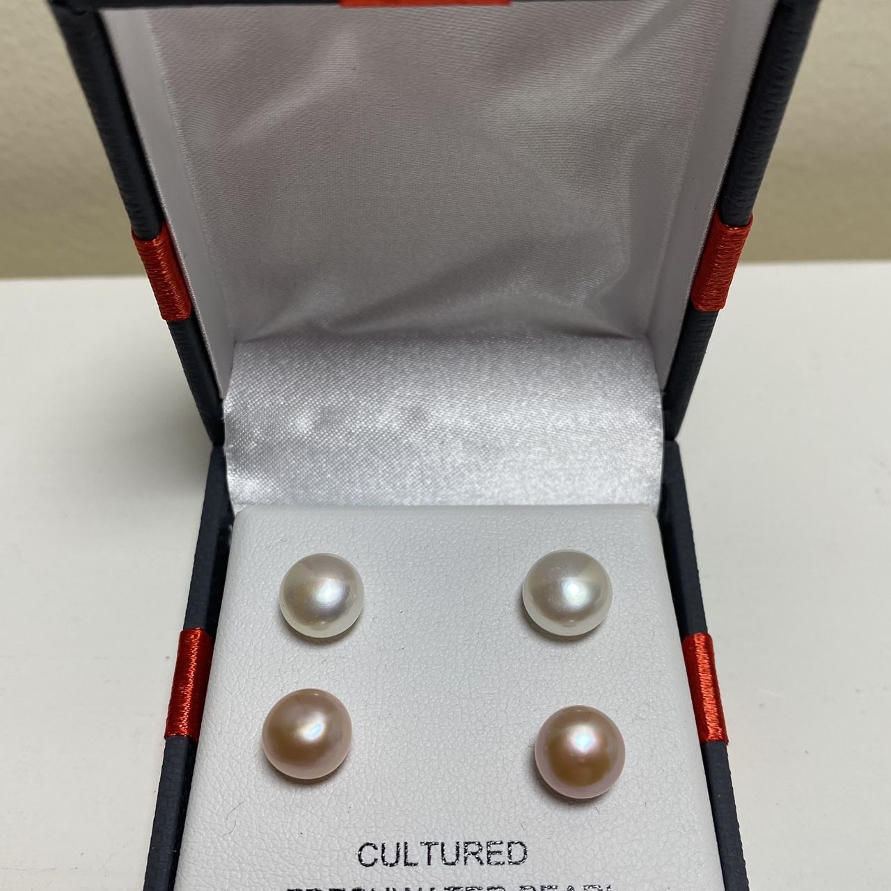 2 Pairs Pearl Earrings Stud Sterling Silver