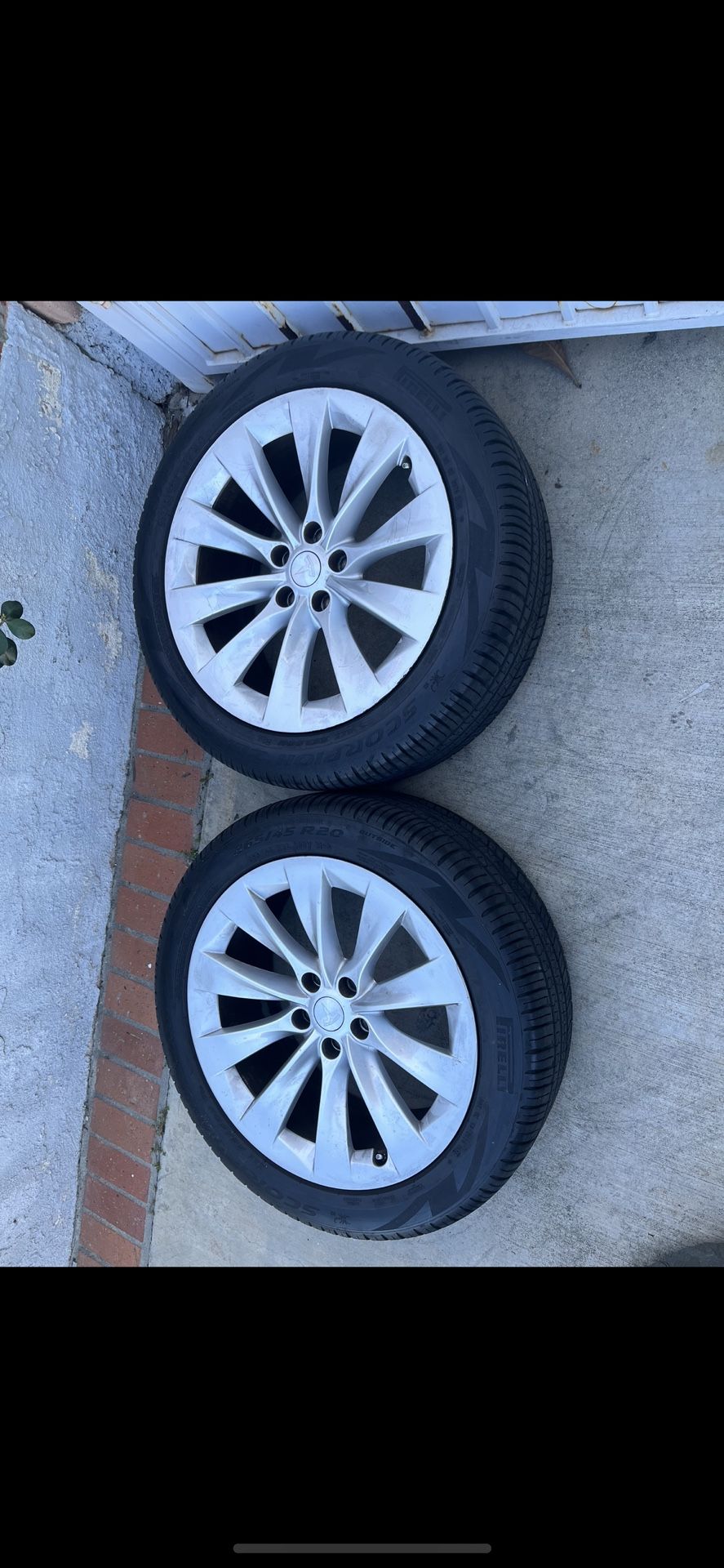 2 - 265/45r20 5x120 5x4.72 Stock Tesla Model X S WHeels Rims Good 80% Treads Tires With TPMS!!!