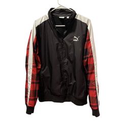 Puma Peacoat Check Woven Track Jacket T7 Track'68, Black Red & White-Jacket M