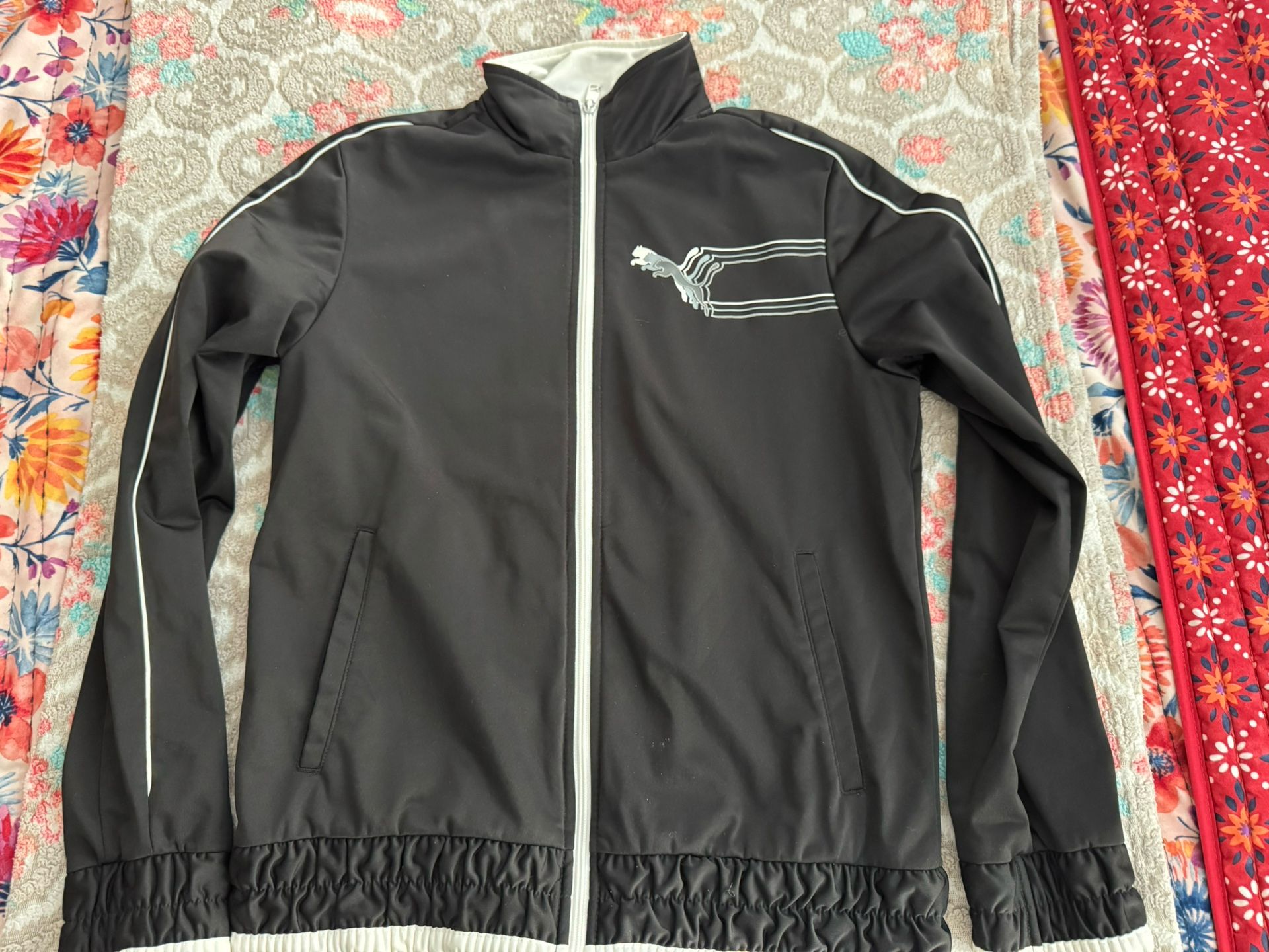 Puma-Sport-LIfestyle-Zip-Up-Track-Jacket & Pants Black-White - S