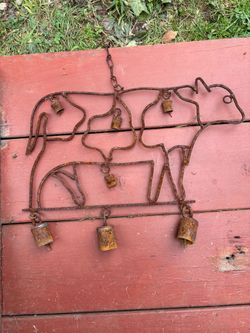 Rustic Metal Cow Wind Chime Wall Decor