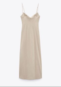 Zara NWT XS midi dress with adjustable straps in cream color. Sweetheart  neckline. Tonal lined interior Front slit at hem. Back hidden inseam zip cl  for Sale in Bellflower, CA - OfferUp