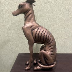 15”H X 11” W Antique Large Solid Brass Italian Greyhound  Whippet Dog Statue