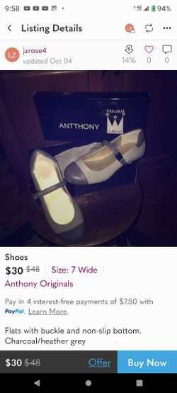 Anthony Originals Flats w/buckle, non-slip bottoms $10