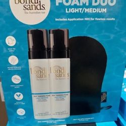 2x Bondi Sands Self-Tanning Foaming Duo Set Lotion Milk Light/Medium 6.76oz W/ Mitt