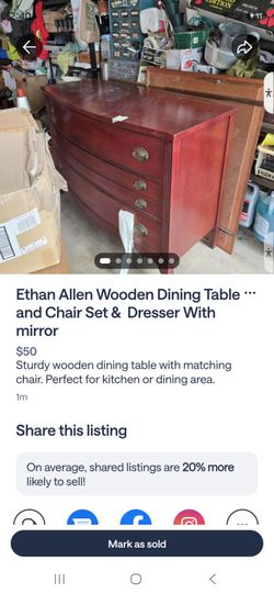 Ethan Allen table with 4 chairs & a  fabulous dreser with mirror