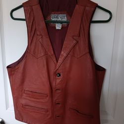 Vintage Leather City Brown Vest Size Medium 