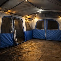 CORE 12 Person Instant Cabin Tent w/ Built-In LED Lights – Fast Setup, Carry Bag