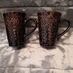 Kahlua - Coffee Cup Mugs with embossed Coffee Beans-Pernod Ricard - Set Of 2