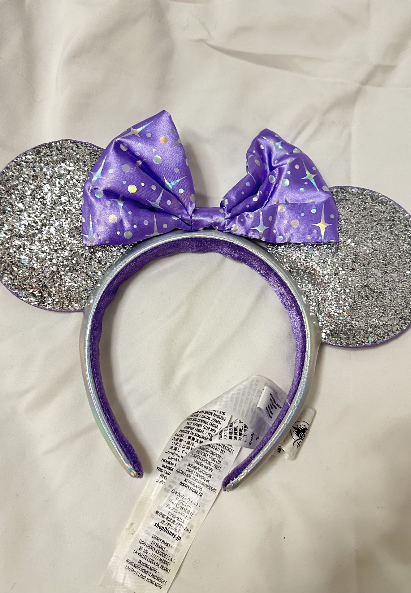 Disney Parks TOMORROWLAND Silver Minnie Mouse Ears Headband