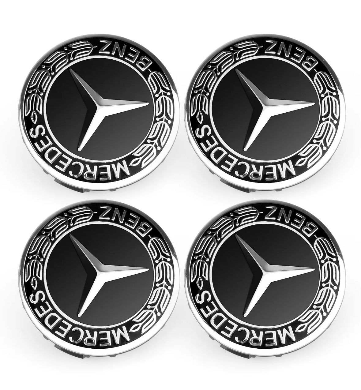 Mercedes Benz Black Emblem Wheel Center Caps 4