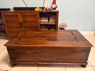 Wooden Storage Trunk Coffee Table