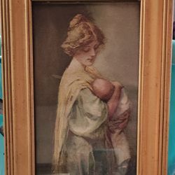 Vintage Aged Old Frame 1900 Pucture Young Mother