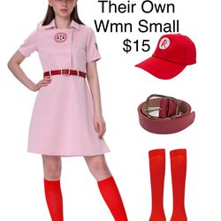 A League of Their Own Rockford Peach Baseball Uniform Costume Women Halloween Small