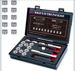 SENNMONN M12X1.5 Thread Repair Kit with Insert HSS Drill, Tap, Counterbore, Installation Driver, Metric, 10PCS Stainless Steel Insert M12X1.5X9.2MM